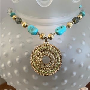 Turquoise and gold beaded Lia Sophia necklace